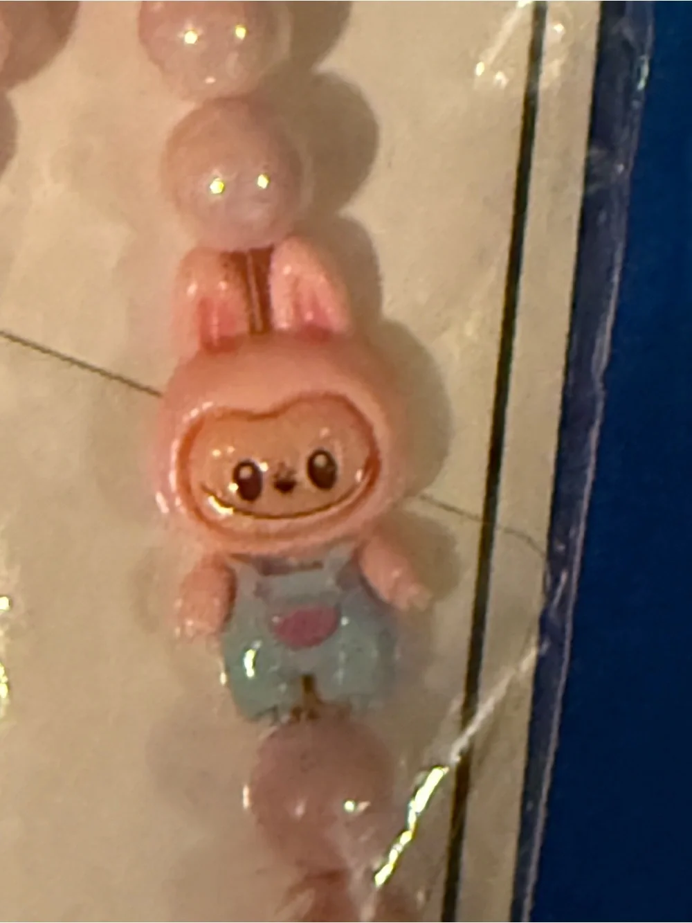 Kids Pink Beaded Bunny Charm Bag Keychain - Fashion Jewelry